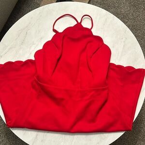 Red Lush Backless Mini Dress with Scalloped Hems. Size XS.